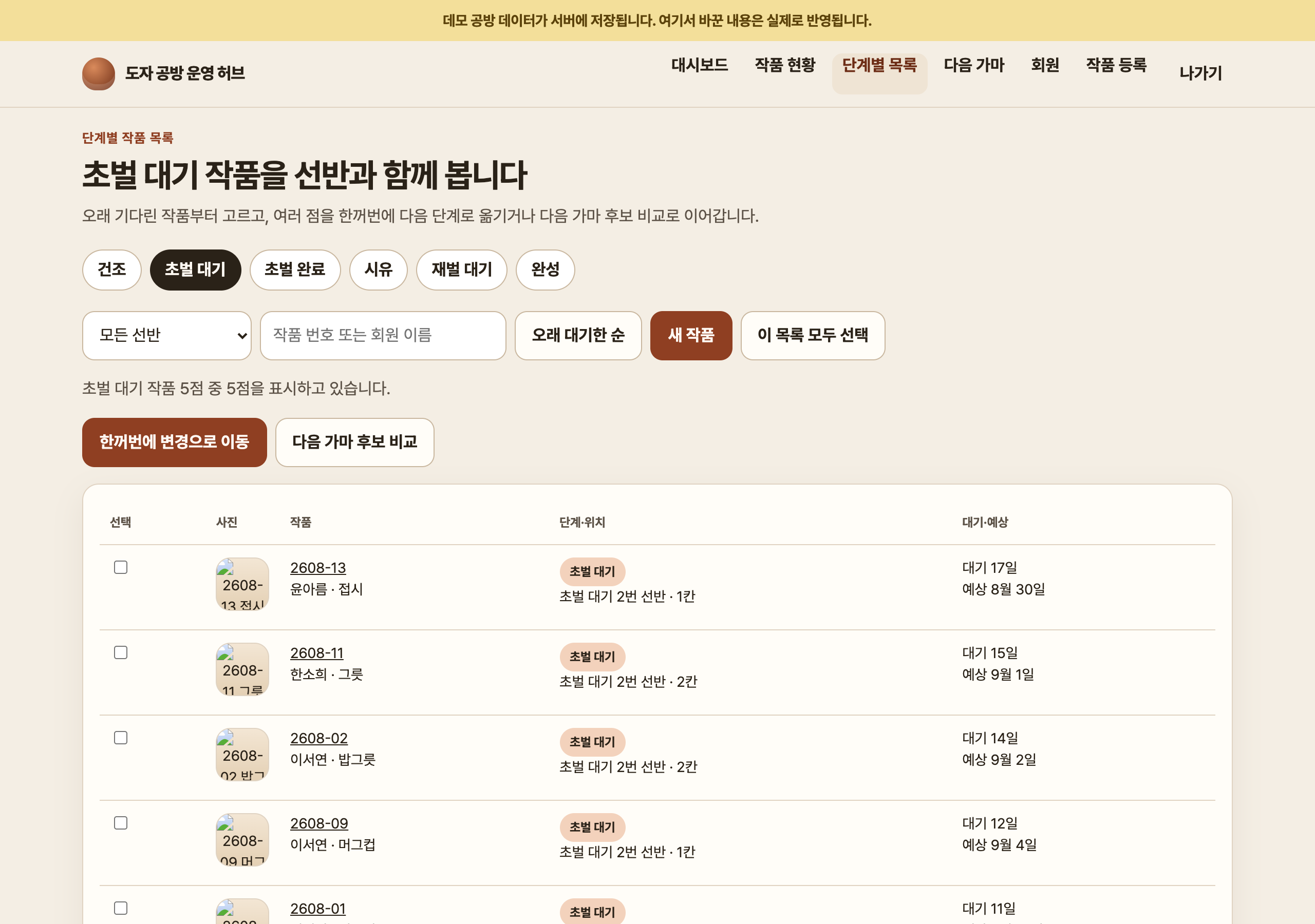 단계별 작품 목록